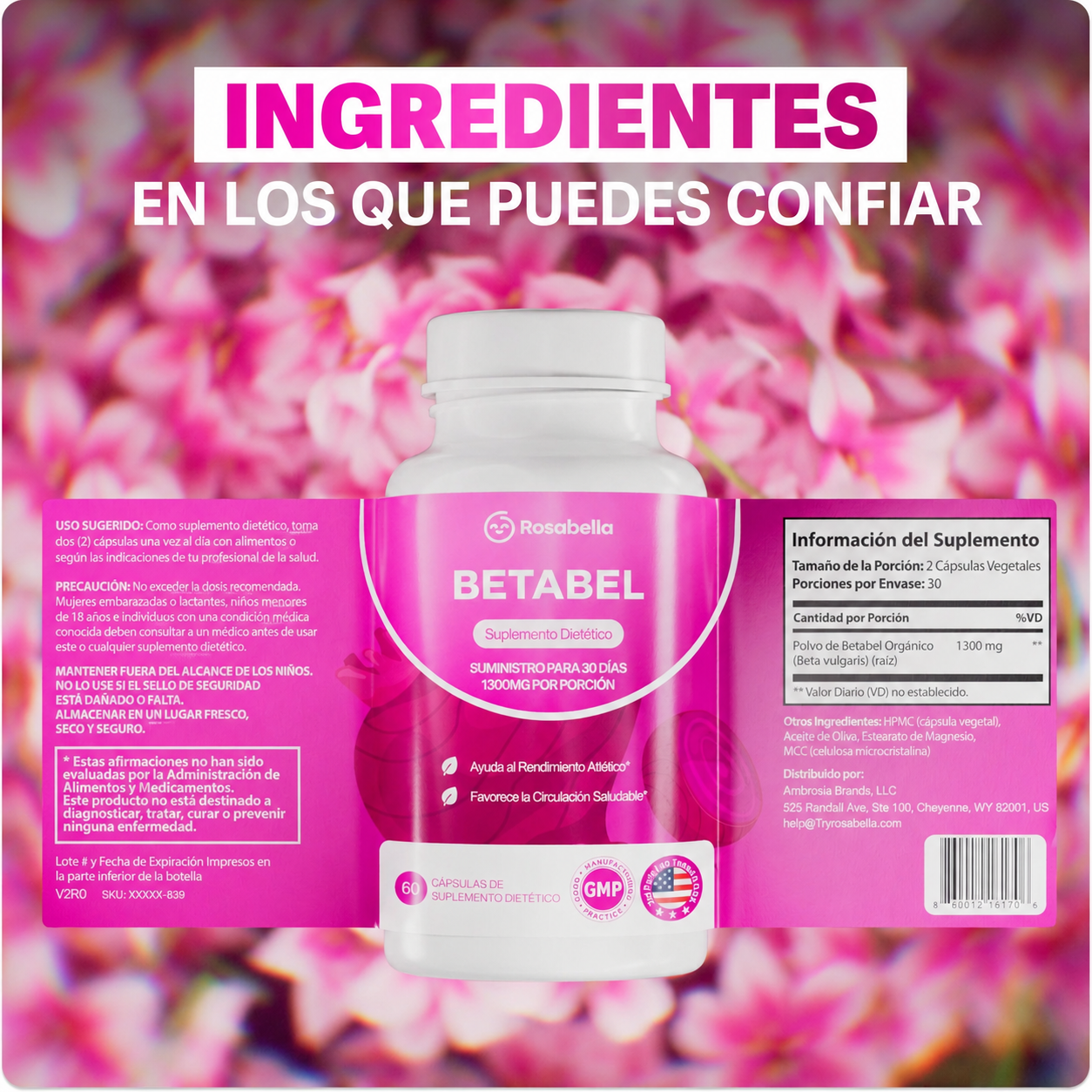 Rosabella™ Beetroot 1300mg (60 Cápsulas)