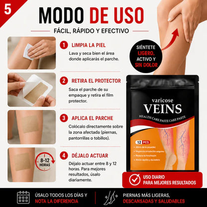 Parches Varices™ | Alivio Diario, Sensación de Ligereza y Bienestar Desde la Primera Aplicación