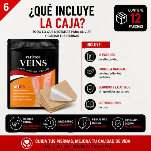 Parches Varices™ | Alivio Diario, Sensación de Ligereza y Bienestar Desde la Primera Aplicación